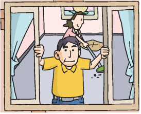 실내공기를 환기시켜 줍시다.